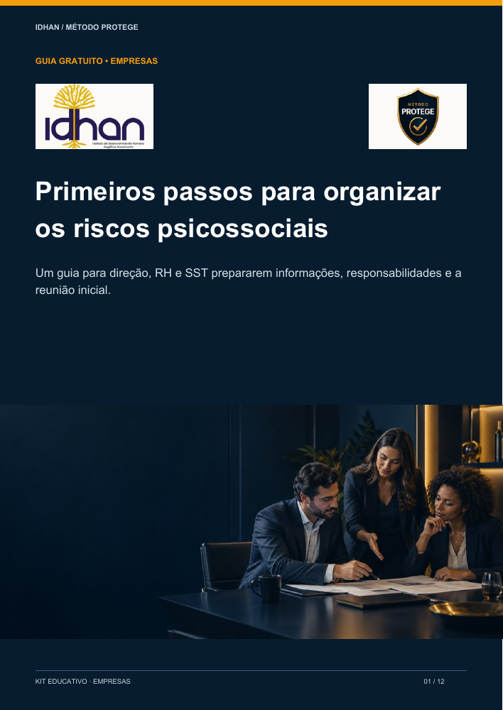 Capa do e-book: Primeiros passos para organizar os riscos psicossociais